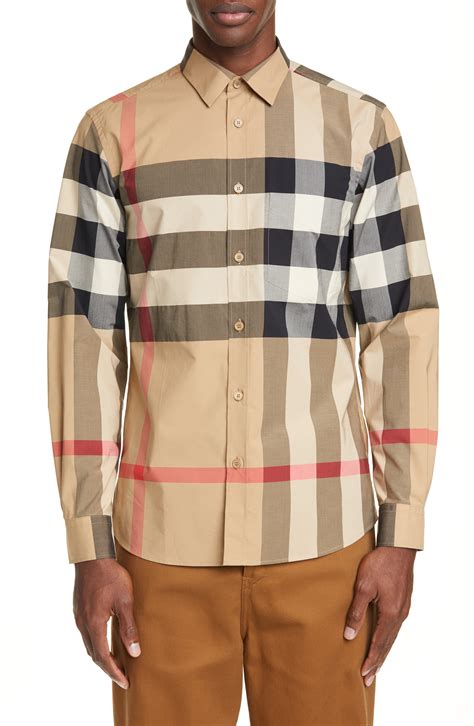 burberry button up mens cheap|burberry check button up shirt.